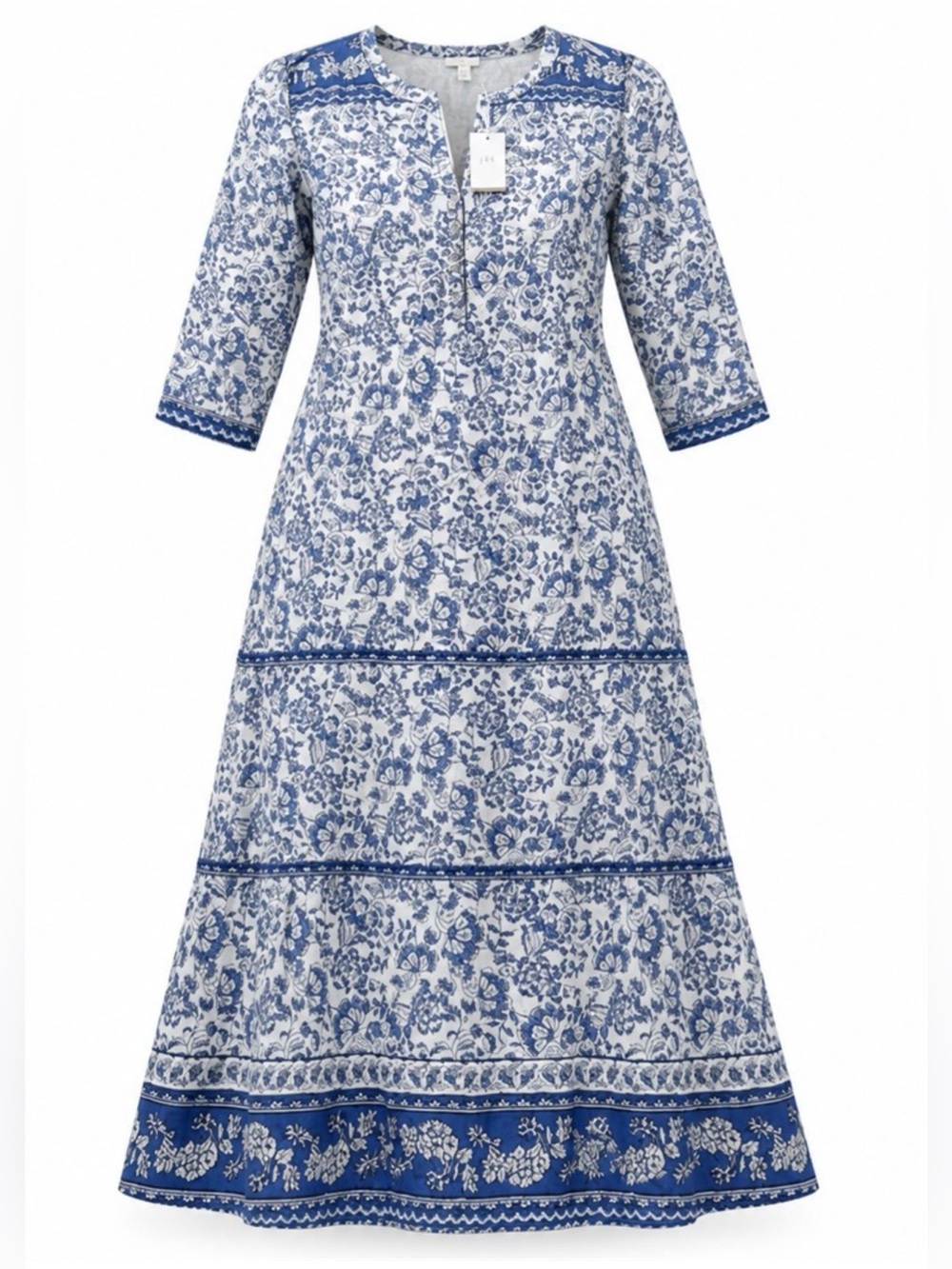 J.Jill Blue Floral Button Front Maxi Dress, Size: 2X